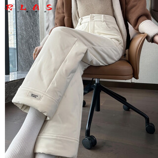 Rlas down pants women's winter outerwear 2025 new style plus velvet and thickened cotton pants for minus 40 degrees extreme cold to keep small people warm, apricot s 160 recommended 85-100jin jin equals 0.5 kg