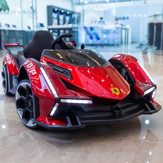 Ha tong children's electric car, children can sit on it, male and female babies, four-wheel remote control charging toy car stroller, battery car, painted red, four-wheel drive + soft wheel + leather seat + 12v7 battery