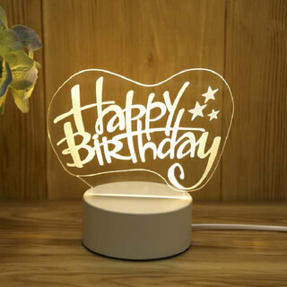 I think i dream creative 3d night light student gift gift bedroom table lamp usb cartoon happy birthday usb model monochrome warm light