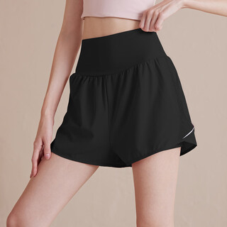 Lulu century quick-drying loose sports shorts women's anti-exposure pilates training fitness pants summer hip-raising high-waist yoga three-point black m recommended 95-110jin jin equals 0.5 kg