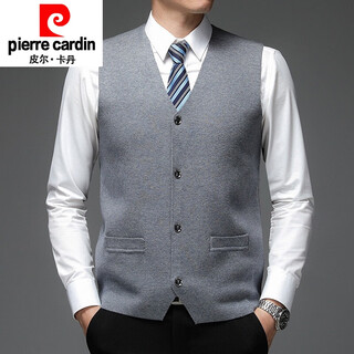 Pierre cardin knitted vest men's spring and autumn thin vest v-neck suit vest middle-aged sleeveless cardigan sweater vest knitted