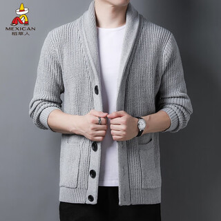 Scarecrow sweater men's sweater cardigan with wool autumn and winter sweater jacket men's korean style trendy sweater simple and casual light gray xl (175)