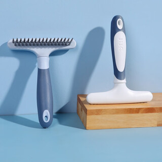 Dele pet steel teeth nail rake comb golden retriever medium and large dog hair knot unknotting massage comb large dog hair removal comb sky blue-large dog knot unknotting nail rake comb