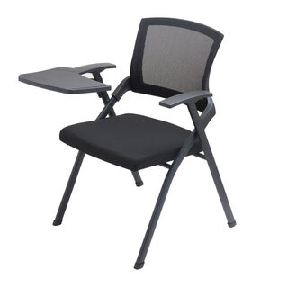 Foldable training chair with table board staff office desk and chair integrated conference chair with writing board student news chair customization black chair (with writing board)