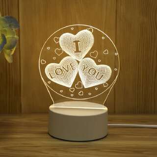 I think i dream creative 3d night light student gift gift bedroom table lamp usb cartoon three-heart usb model monochrome warm light