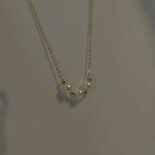 Feiyu's new nucleated freshwater pearl necklace for women, clavicle chain, versatile retro niche chinese valentine's day model, three pearls 37+4