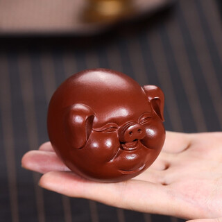 Fuyaji tea pet ornaments yixing original mineral purple sand handmade piglet tea play handle piece dahongpao style