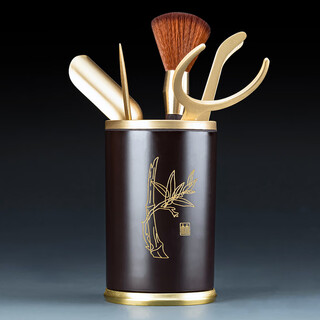Bakelite tea ceremony six gentlemen tea set accessories alloy set tea spoon pu'er tea knife taking tea leaves and opening tea cake tools solid wood tea clamp bakelite tea ceremony (stand up) + copper and wood accessories