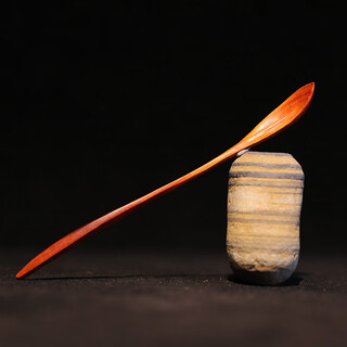 Mengjunchen princess flower rosewood wooden hairpin for women with updo hanfu retro style hairpin for girlfriend birthday and valentine's day gift princess flower (small leaf rosewood)