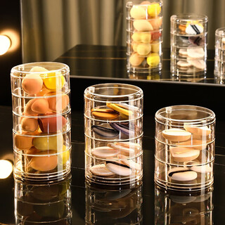 Kaman powder puff storage box dust-proof multi-layer rotating cosmetic air cushion box makeup remover cotton transparent makeup egg storage shelf simple transparent color 360 free rotation 3 layers