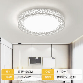 Enjoy led ceiling lamp, atmospheric round modern simple living room lamp, bedroom lamp, restaurant balcony crystal home lighting, round bird's nest 40 cm white light 24w