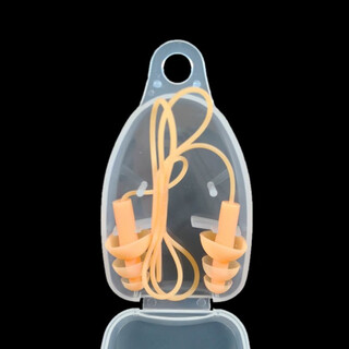 Jiaoliu adult and children's swimming earplugs, soft silicone, waterproof, anti-lost, comfortable box for bathing and diving with rope, orange
