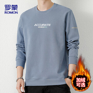 Romon sweatshirt men's autumn and winter round neck loose long-sleeved t-shirt base layer jacket men's yt01 blue xl plus velvet optional