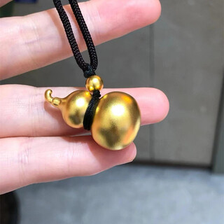 Medium red gold covered with silver, ancient method 5d gourd pendant, female fulu necklace, same style pendant for male wang jiaer as a gift, fulu gourd, gold-covered about 1 gram, free black rope