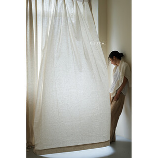 South france series th* row simple oatmeal beige grain linen living room and bedroom floor-standing gauze curtains bungalow linen curtains nationwide door-to-door installation and measurement