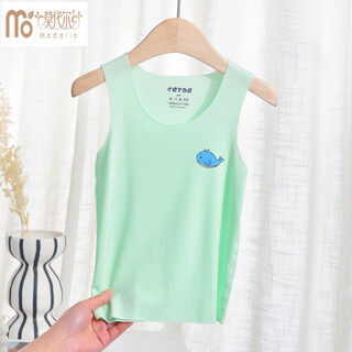 Modal children's modal vest seamless children's baby bottoming underwear summer thin sleeveless ice silk suspenders for boys and girls light green (little whale) 160 (recommended height is about 135cm)
