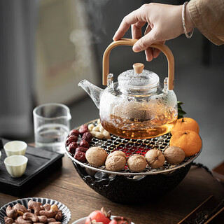 Winterpalace furnace tea making household indoor full set wine cooking electric ceramic stove baked tea stove boiling water tea boiler glass teapot 1000ml electric ceramic stove + mesh + stone + glass teapot