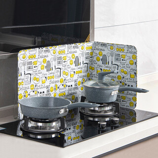 Wenting oil-proof baffle for cooking, anti-splash, foldable oil baffle, high temperature resistance, aluminum foil baffle, easy to clean, creative oil barrier, smiley face
