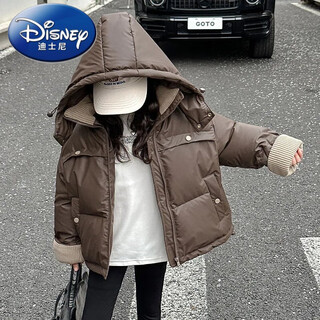 迪士尼（Disney）女童棉服冬季新款洋气中大童女孩棉袄冬装加厚棉衣外套潮 咖啡色 150