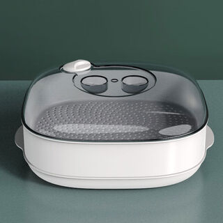 Meal general microwave steamer can add water steaming box heating steamer microwave oven special utensils and supplies set square steamer single layer (white)