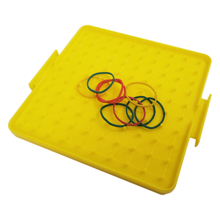 Hujia student nail board double-sided nail board side length 16cm large nail board primary school mathematics learning tools clock graphics learning and use teaching aids teaching equipment yellow