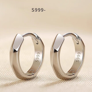 Lipan 999 sterling silver earrings women's ear buckles high-end earrings plain hoop earrings niche unique earrings 2025 new style 999 pure silver earrings pure silver + gift box