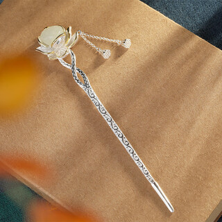 Jianla jianla new ethnic ancient style jade lotus flower silver-plated hanfu cheongsam women's hairpin hair accessories hairpin gift a1232-1 lotus hairpin a22-201