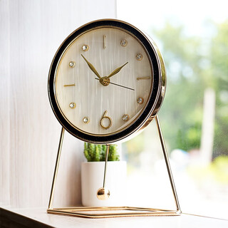 Hense modern light luxury creative table clock nordic simple clock living room desktop clock personalized quartz clock hd56 white