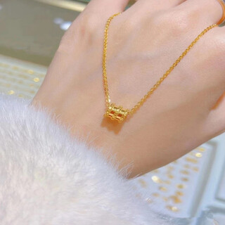 Shengli gold necklace women's clavicle chain 999 pure gold small waist pendant 3d hard gold pendant for gift with gift box