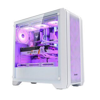 Huntkey gx750a predator white gaming chassis (exquisite iron mesh/steel glass side panel/360 water cooling/12 fan positions/atx motherboard/40 series graphics card)