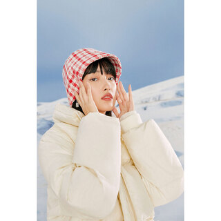 太平鸟中长羽绒服女冬季宽松白鸭绒小个子羽绒外套女 米白 L