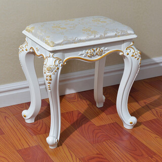 Huadi white makeup stool simple modern imitation solid wood european dressing table stool manicure stool home bedroom shoe changing stool leather square stool with gold a1735g height 43cm