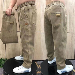 This international thin jeans men's loose washed high waist casual dad pants fashion versatile straight stretch harem pants khaki 36 175-190jin jin is equal to 0.5 kg