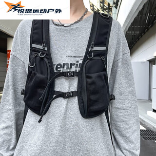 Zailu workwear vest bag trendy and dark functional wind vest reflective lightweight cycling and running storage cell phone charter bag black aircraft bag black