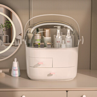 Kaman cosmetics storage box dust-proof household large-capacity cosmetic box dormitory desktop dressing table skin care product storage rack pearl white (large size)