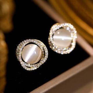 Idel cat's eye stone earrings for women 2025 new trendy earrings niche design high-end temperament earrings birthday gift mercury synthetic cat's eye stone earrings e1054