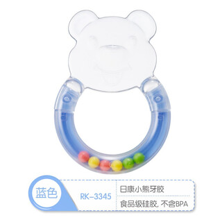 Rikang (rikang) baby teether, baby molar teether, oral chewing gum, children's toy, soothing chewing gum cartoon shape, 3345 bear teether, blue