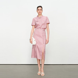 Wandian wandian 2025 new summer product gray pink dark pattern jacquard chinese suit two-piece set 1242l09rt4 gray pink m