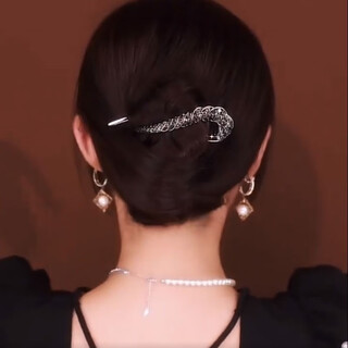 Idel's high-end metal rhinestone one-character eight-character twist clip for the back of the head, elegant hair accessory birthday gift f1824 flash diamond eight-character clip, gun black