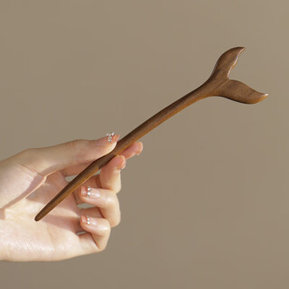 Zuoou antique sandalwood fishtail hairpin, new chinese style high-end hairpin on the back of the head, daily commuting hairpin for women, split fishtail