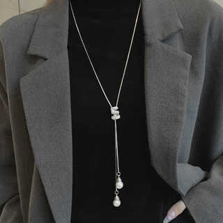Tapaying pearl long sweater chain hot style light luxury temperament fashion niche necklace high-end women's accessories new silver pearl pendant