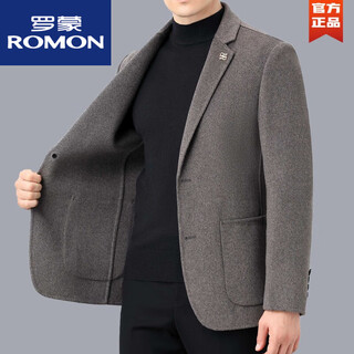 Romon high-end men's woolen jacket spring and autumn wool double-sided woolen men's suit middle-aged business casual cashmere jacket new product camel 170/m (recommended 100-124jin jin equals 0.5 kg)