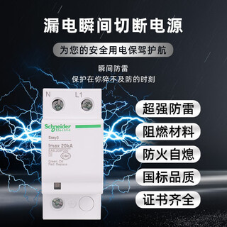 Schneider surge protector ea9 series household lightning arrester lightning protector air switch surge protector 1p+n 20ka