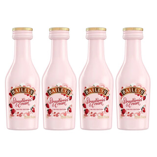 野格 洋酒 威士忌 伏特加小酒版鸡尾酒迷你小瓶酒伴便利店调酒 百利草莓奶油味甜酒50ml*4瓶
