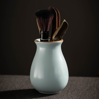 Porcelain brand tea set ru kiln tea ceremony six gentlemen opening tea cistern teaspoon tea needle tea clamp washing pen household tea set accessories tianqing ru kiln <tea ceremony six gentlemen>