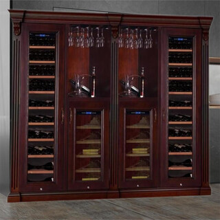 Fugui red fgh-285 solid wood double door double system red wine cabinet and cigar cabinet integrated cabinet combination wine cabinet household wine cabinet compressor with lock vertical commercial customized model