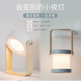 Zhaoyan holiday gift folding bedside lamp led night light charging usb portable lantern light for male and female friends and classmates white