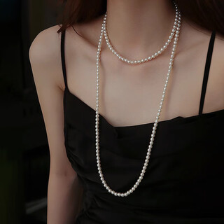 Daisy dream high-end long pearl temperament sweater chain long pearl necklace women's 2025 new popular long necklace necklace 120cm long shijia pearl necklace