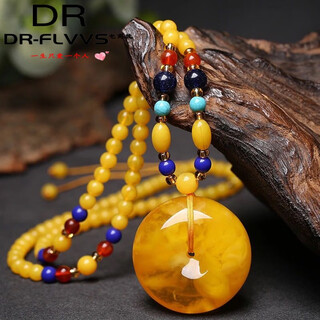 Fat donglai's same style beeswax water drop pendant old chicken oil yellow necklace accompanying men and women amber gold yellow honey safety buckle pendant