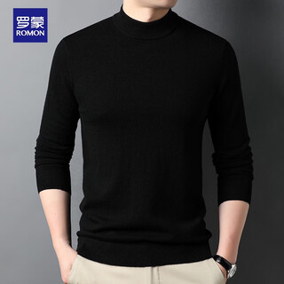 Romon 100% wool sweater men's simple solid color thin sweater men's knitted sweater half turtleneck pullover bottoming shirt men's clothing